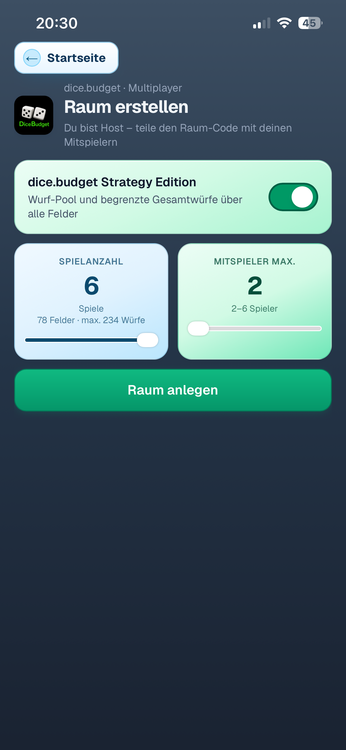 dice.budget — Strategy Edition mit Wurf-Pool
