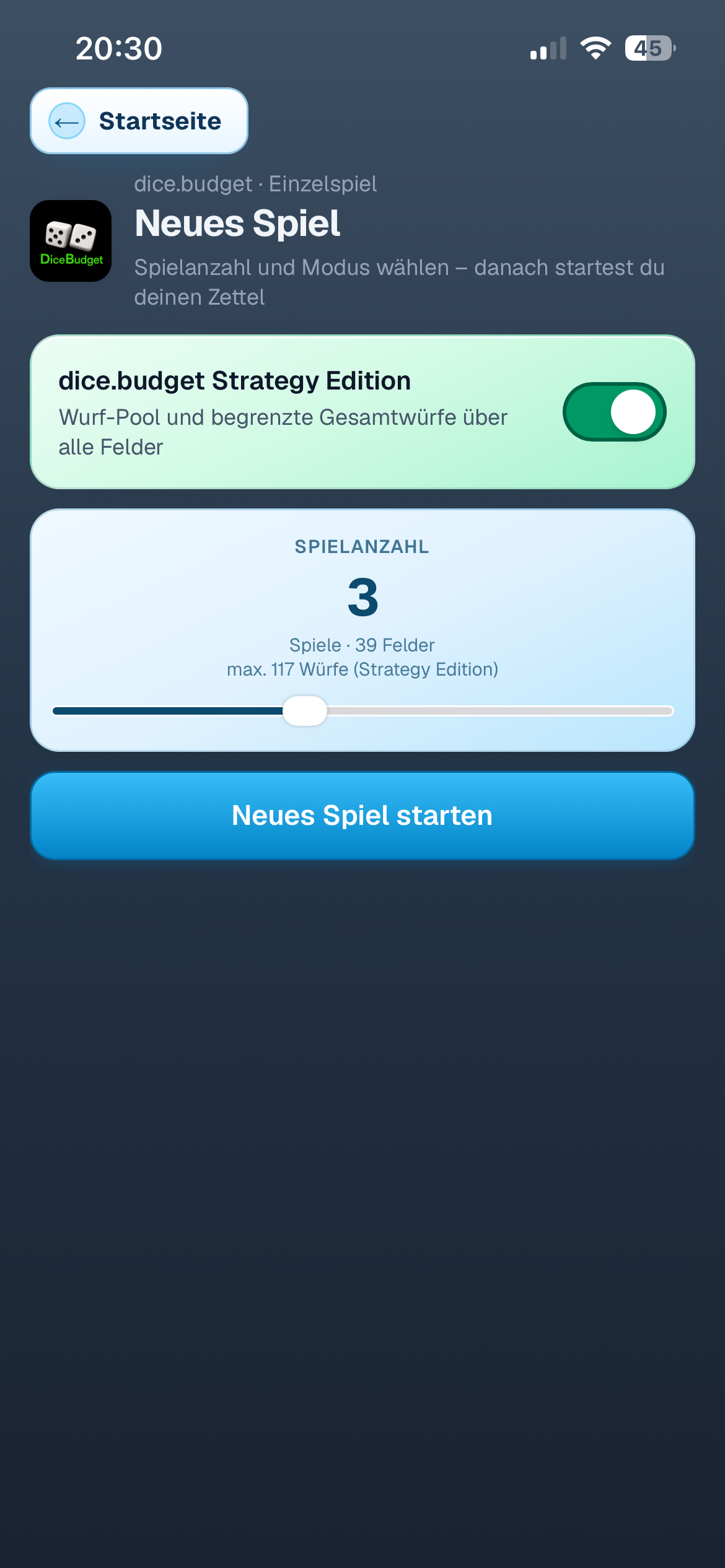 dice.budget — Feld eintragen